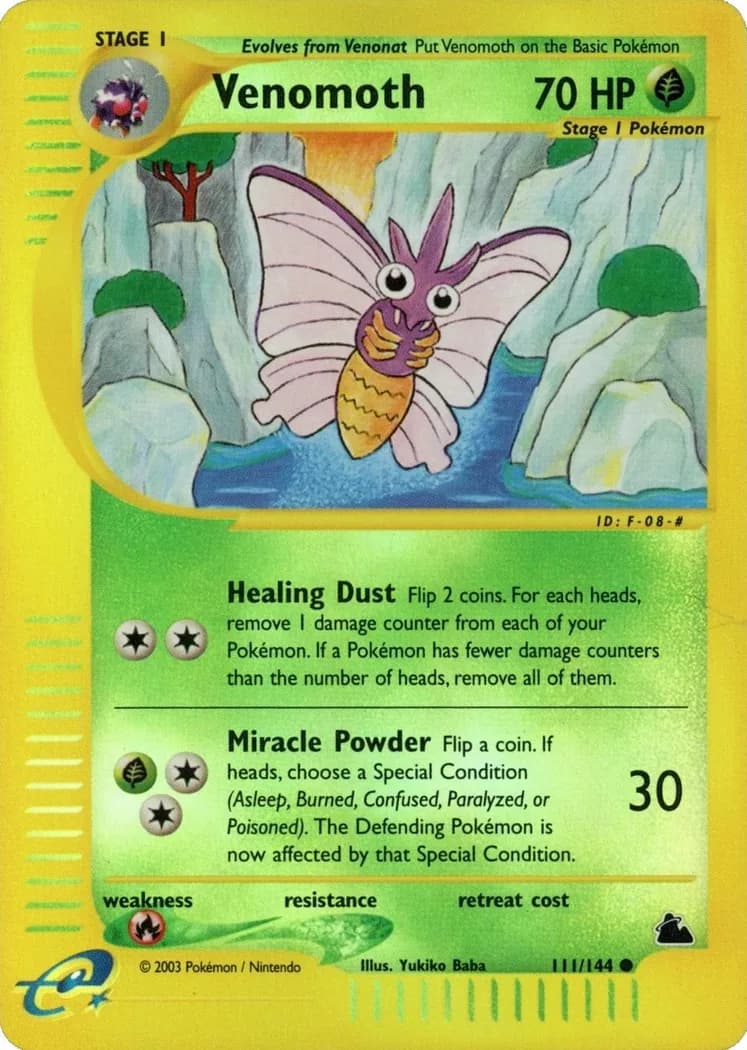 Venomoth reverse holo card front, Skyridge 111/144