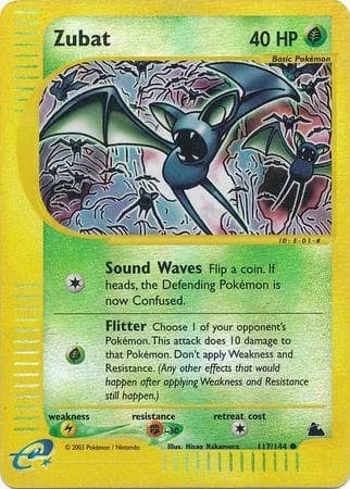 Zubat reverse holo card front, Skyridge 117/144