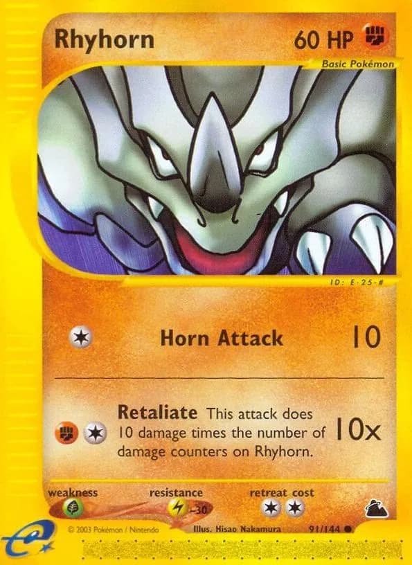 Rhyhorn card front, Skyridge 91/144