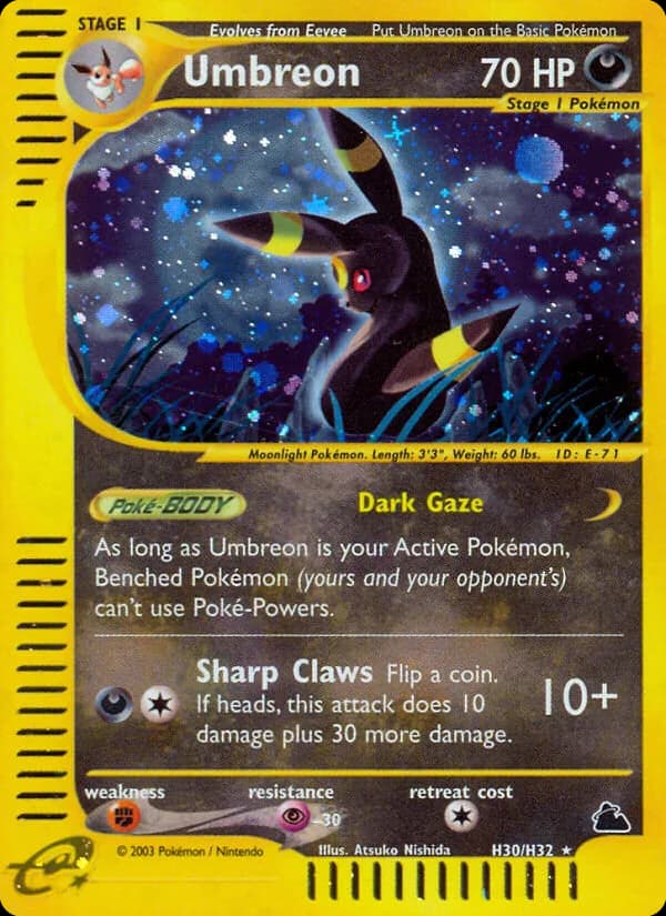 Skyridge Umbreon card front, H30