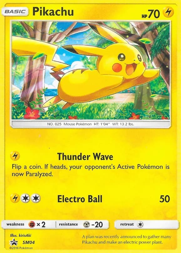 SM Black Star Promos Pikachu holo promo card front, SM04