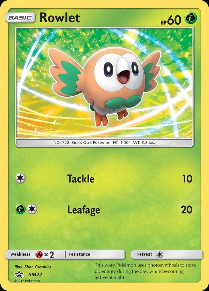 Rowlet card front, SM Black Star Promos SM22