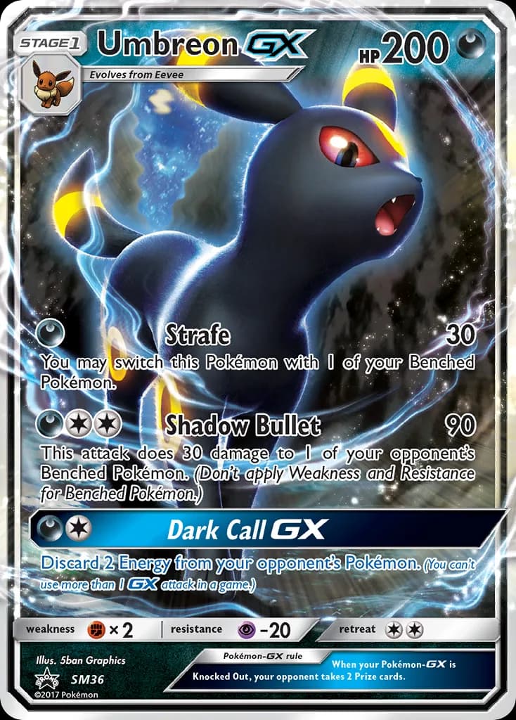 SM Black Star Promos Umbreon GX holo promo card front, SM36