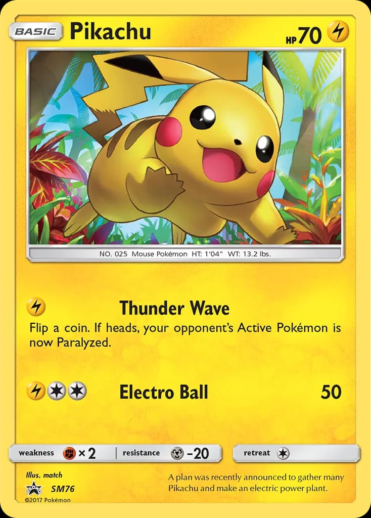 SM Black Star Promos Pikachu holo promo card front, SM76