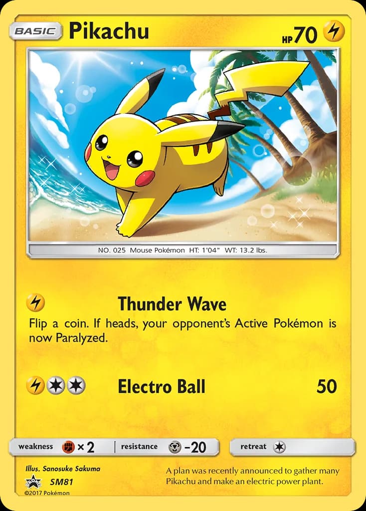 SM Black Star Promos Pikachu holo promo card front, SM81
