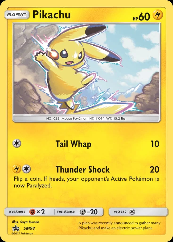 SM Black Star Promos Pikachu holo promo card front, SM98