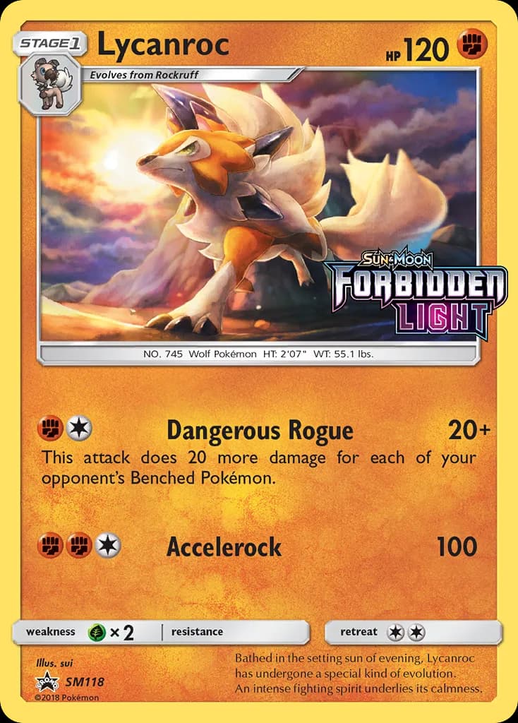 Lycanroc card front, SM Black Star Promos SM118