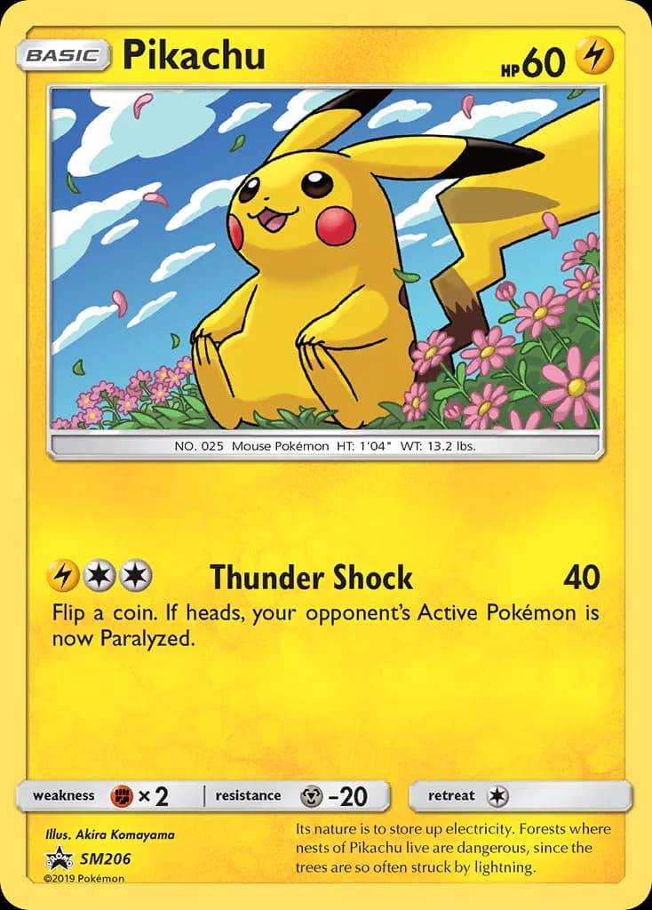 SM Black Star Promos Pikachu holo promo card front, SM206