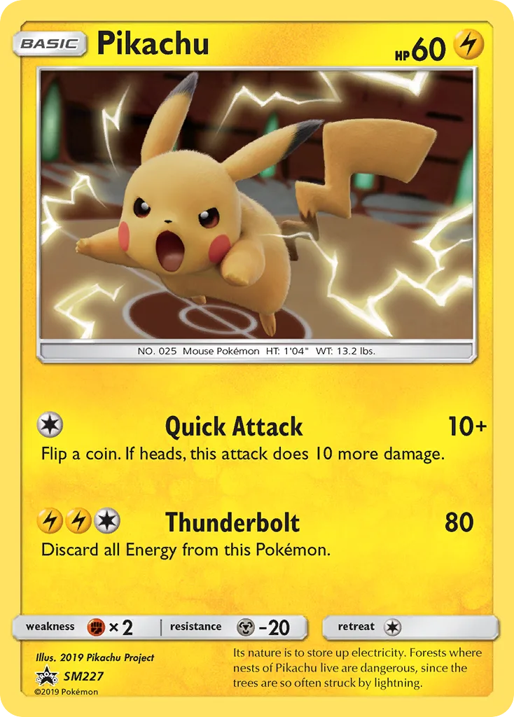 SM Black Star Promos Pikachu holo promo card front, SM227