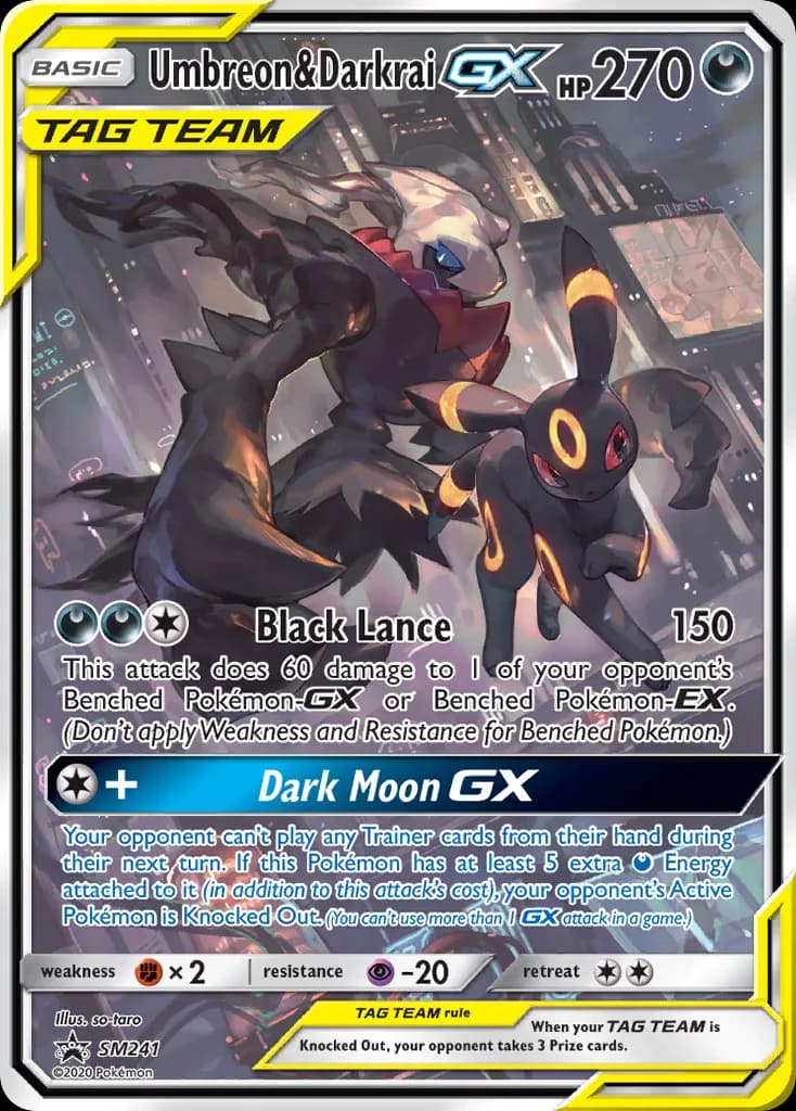 Umbreon & Darkrai-GX card front, SM Black Star Promos SM241