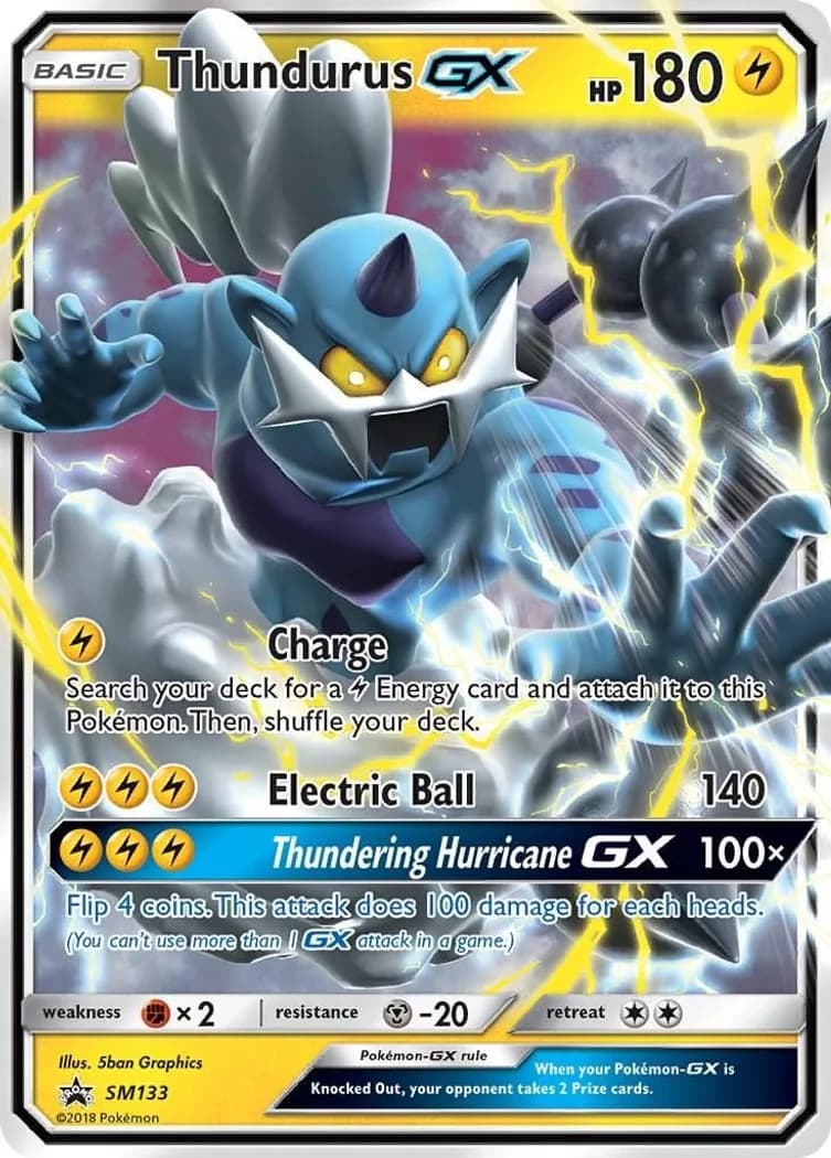 Thundurus-GX card front, SM Black Star Promos SM133
