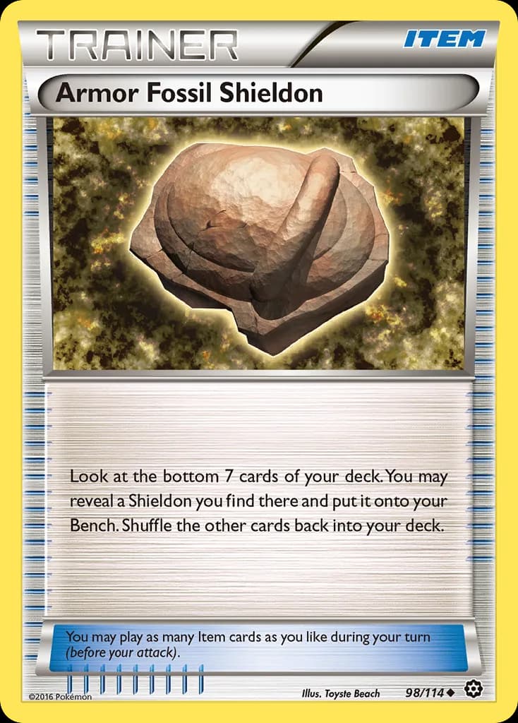 Steam Siege Armor Fossil Shieldon card front, 98/114
