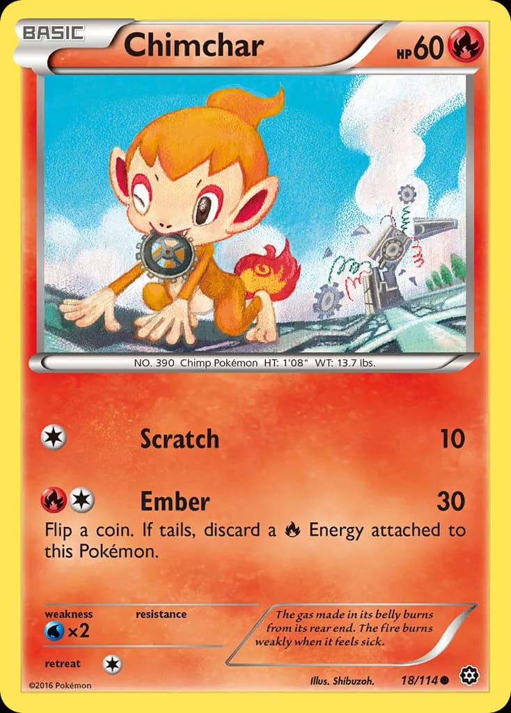 Steam Siege Chimchar card front, 18/114