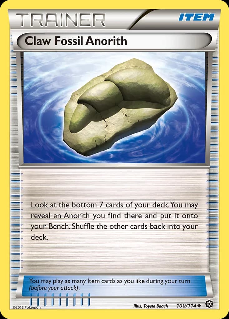 Steam Siege Claw Fossil Anorith card front, 100/114