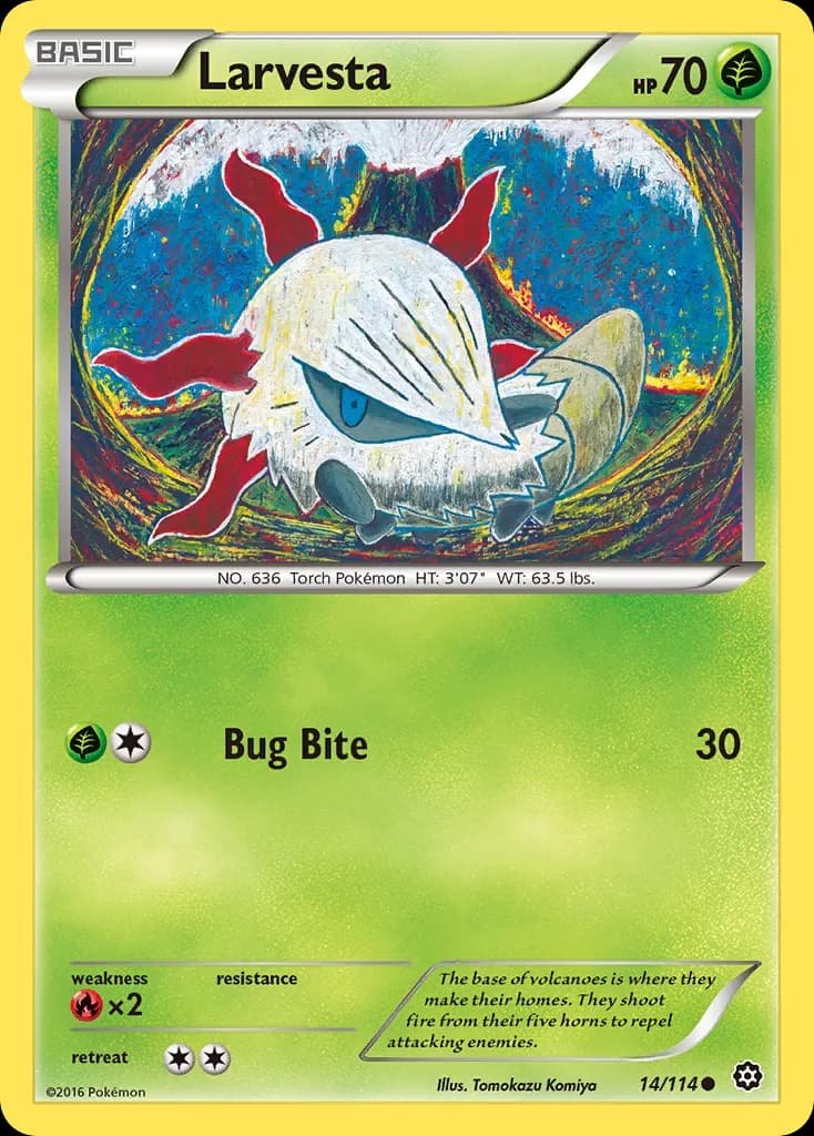 Steam Siege Larvesta card front, 14/114