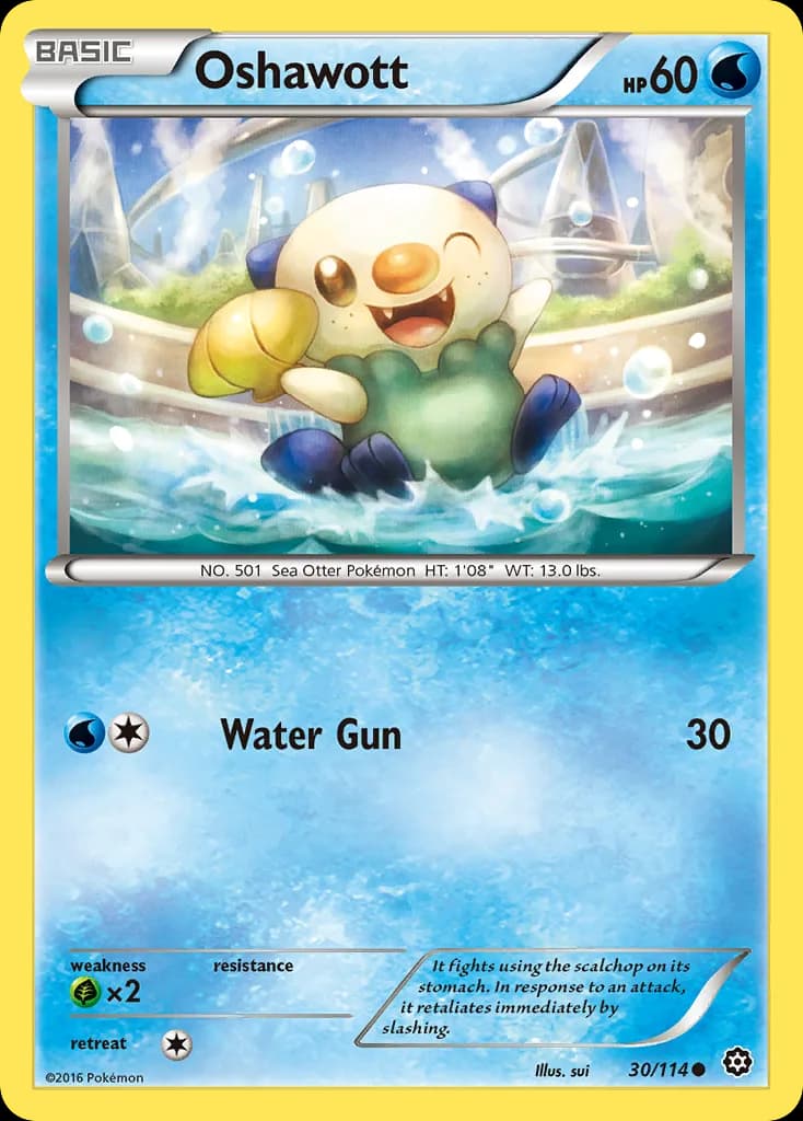Oshawott card front, Steam Siege 30/114