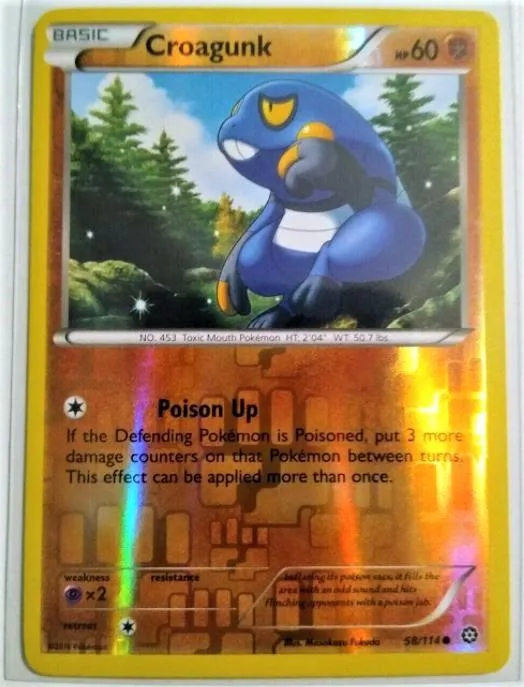 Croagunk reverse holo card front, Steam Siege 58/114