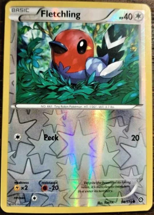 Fletchling reverse holo card front, Steam Siege 94/114