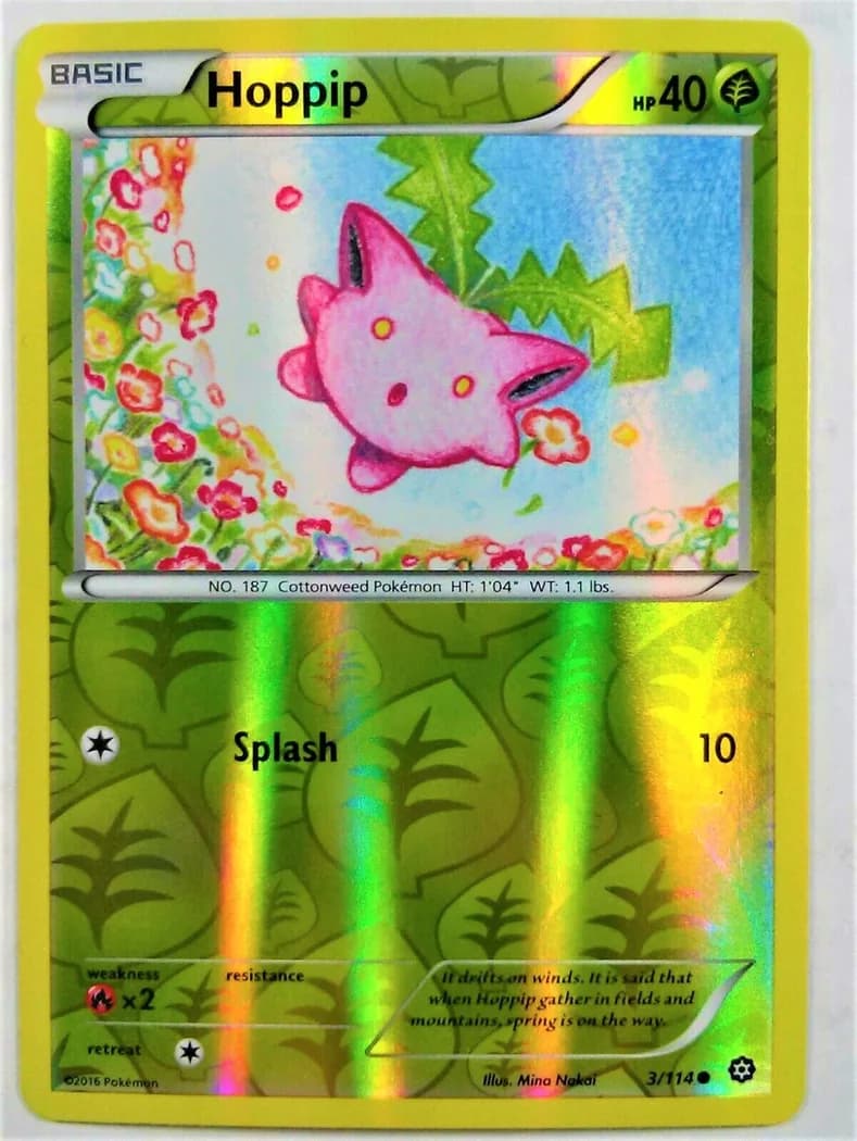 Hoppip reverse holo card front, Steam Siege 3/114
