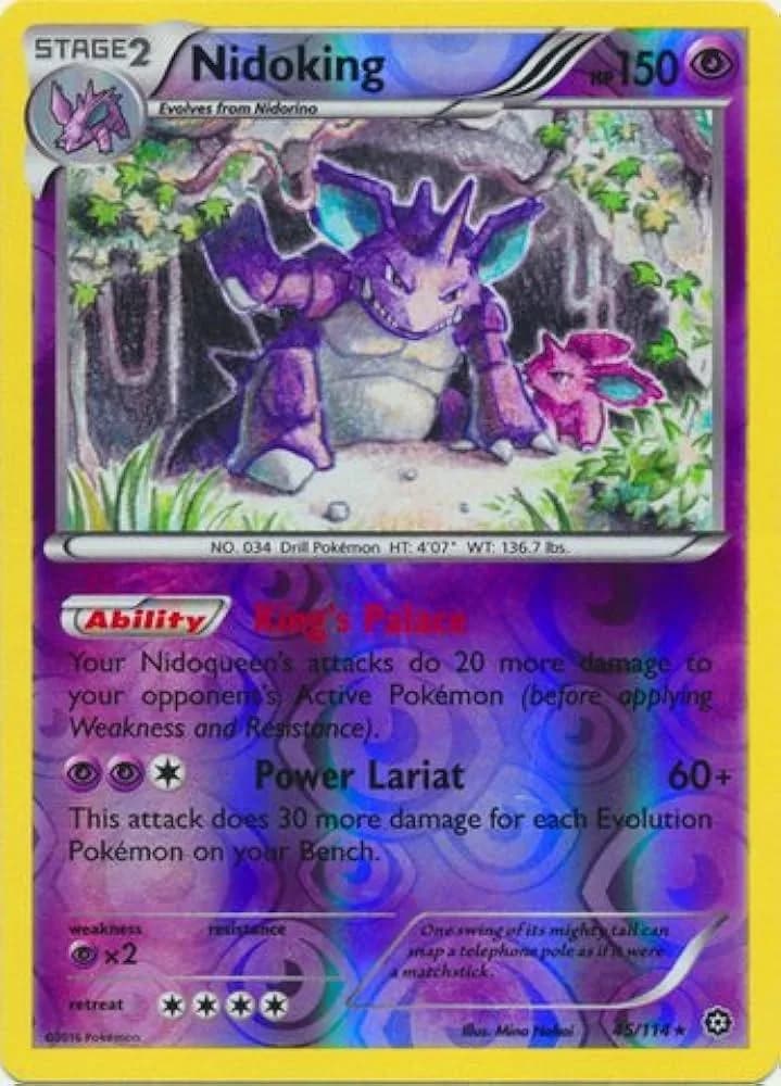 Nidoking reverse holo card front, Steam Siege 45/114