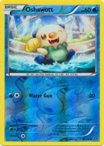Oshawott reverse holo card front, Steam Siege 30/114