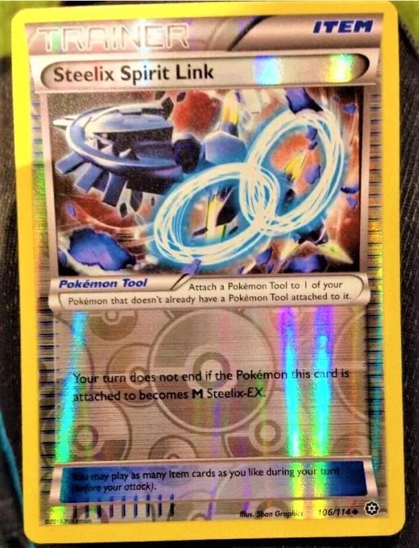 Steelix Spirit Link reverse holo card front, Steam Siege 106/114