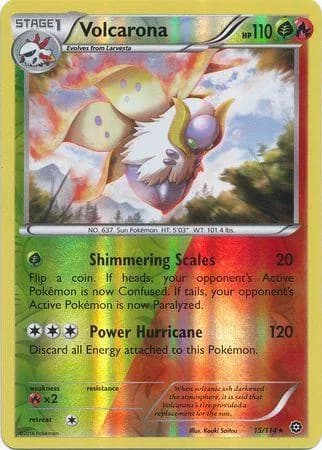 Volcarona reverse holo card front, Steam Siege 15/114