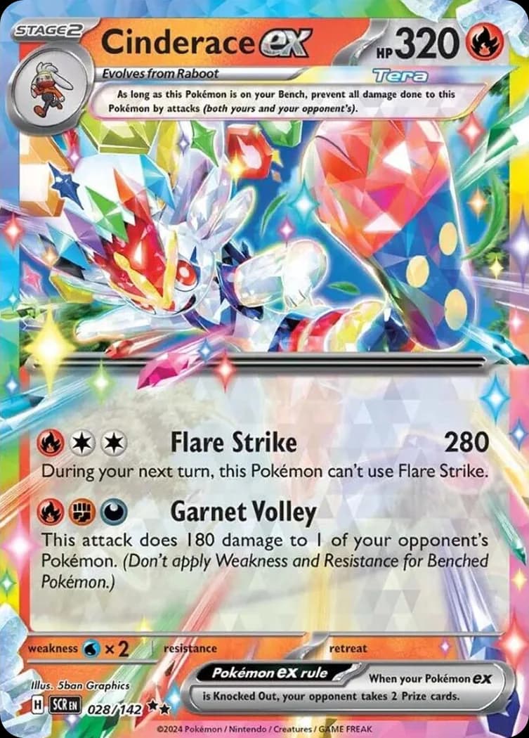 Stellar Crown Cinderace ex card front, 28/142