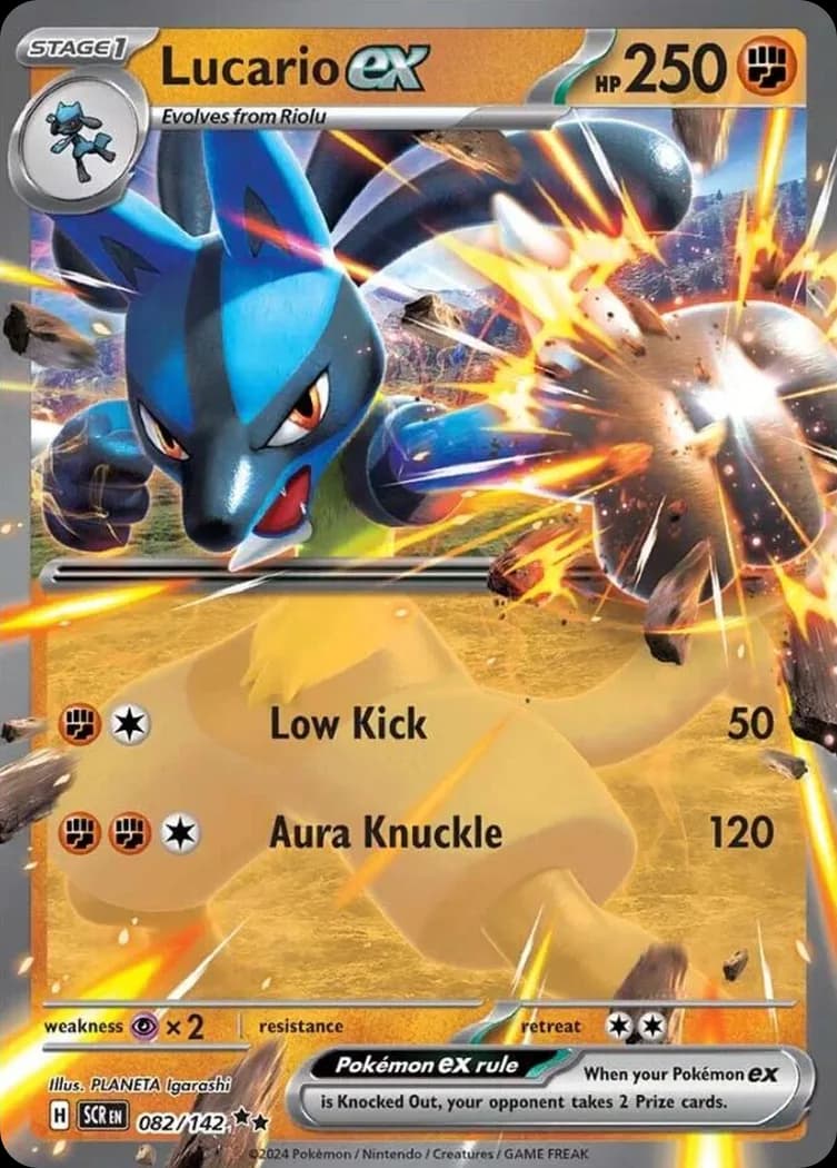 Lucario ex card front, Stellar Crown 82/142