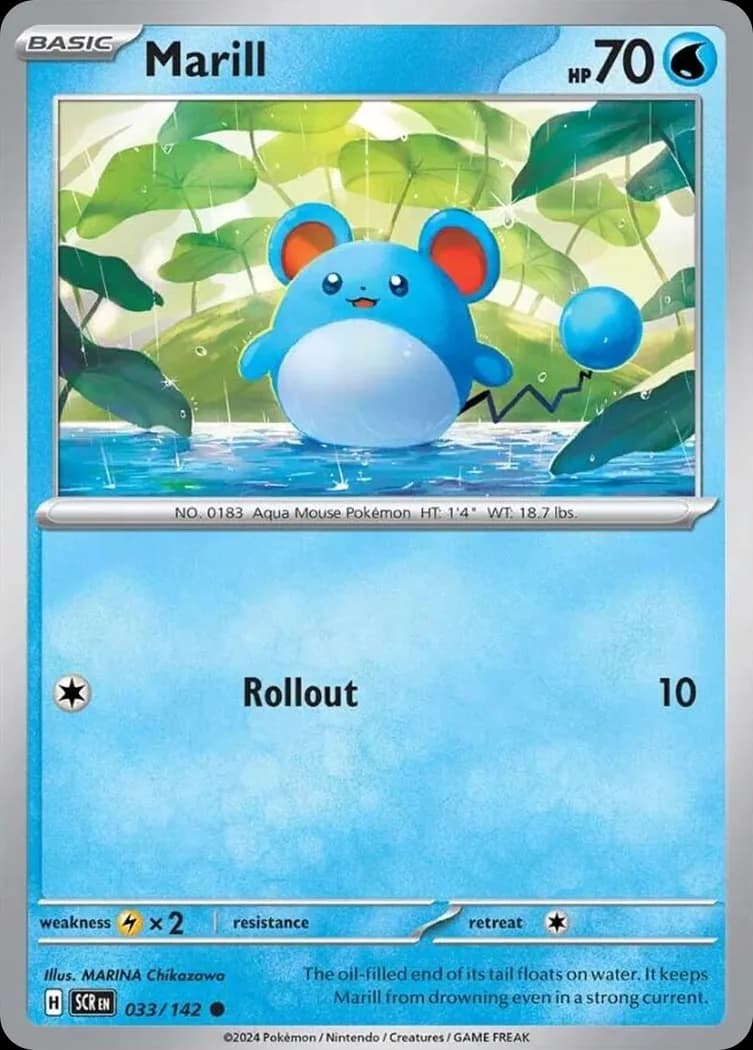 Stellar Crown Marill card front, 33/142