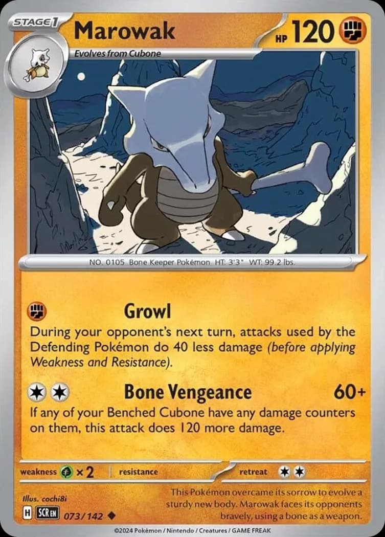 Stellar Crown Marowak card front, 73/142