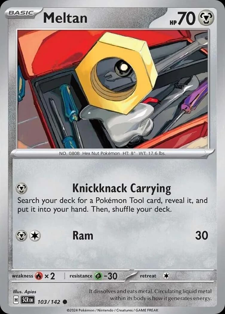 Stellar Crown Meltan card front, 103/142