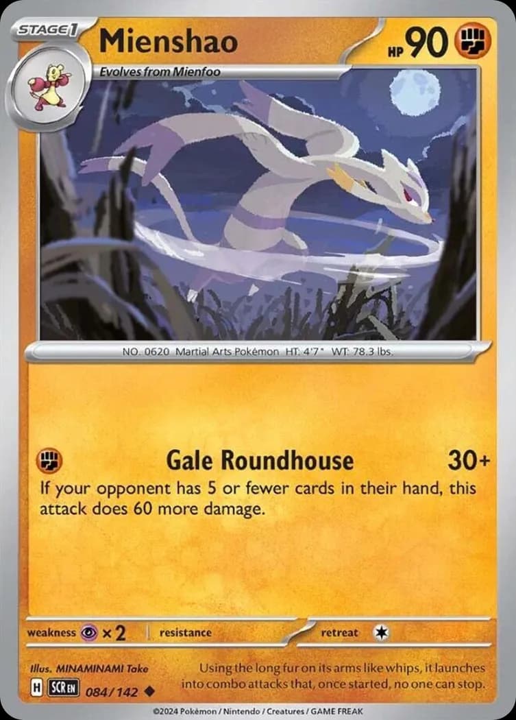 Stellar Crown Mienshao card front, 84/142