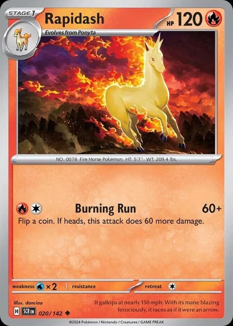 Stellar Crown Rapidash card front, 20/142