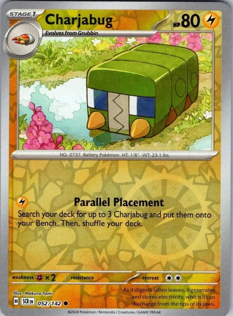 Charjabug reverse holo card front, Stellar Crown 52/142