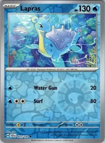 Lapras reverse holo card front, Stellar Crown 31/142