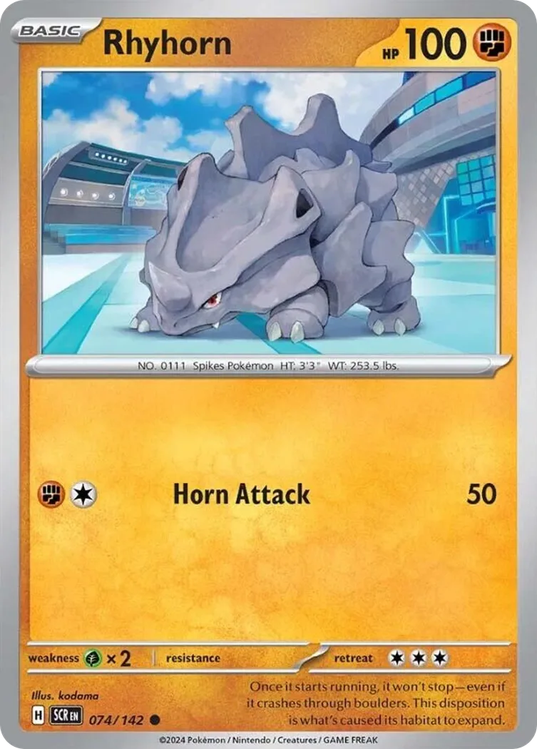 Stellar Crown Rhyhorn card front, 74/142