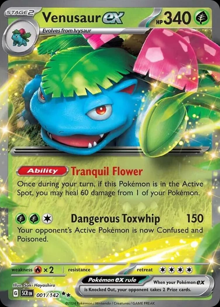 Stellar Crown Venusaur ex card front, 1/142