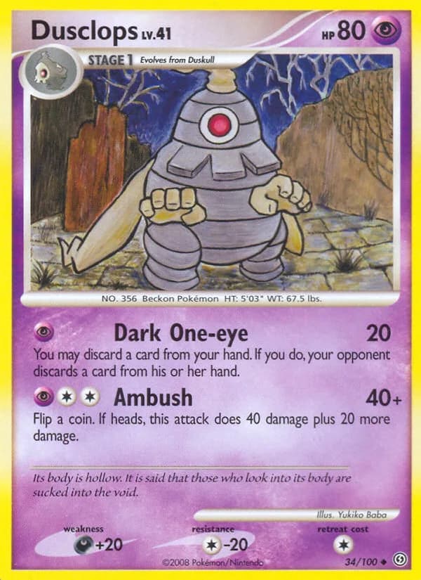 Stormfront Dusclops card front, 34/100