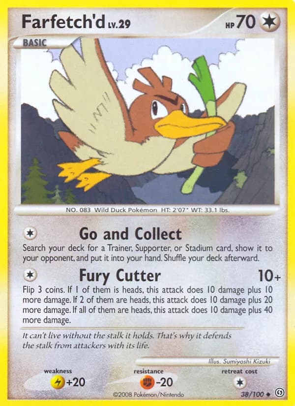 Stormfront Farfetch'd card front, 38/100