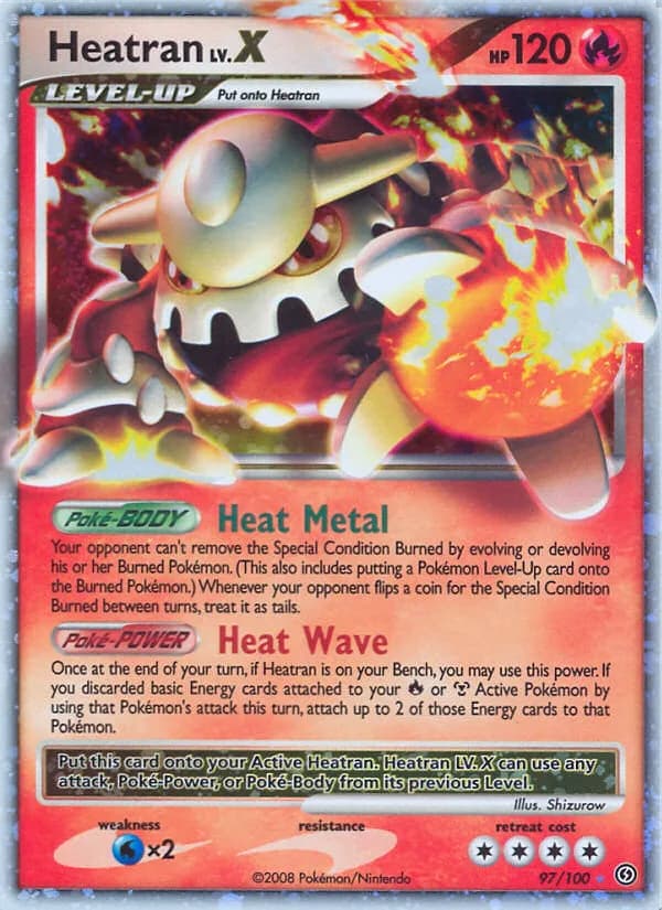 Stormfront Heatran LV.X card front, 97/100