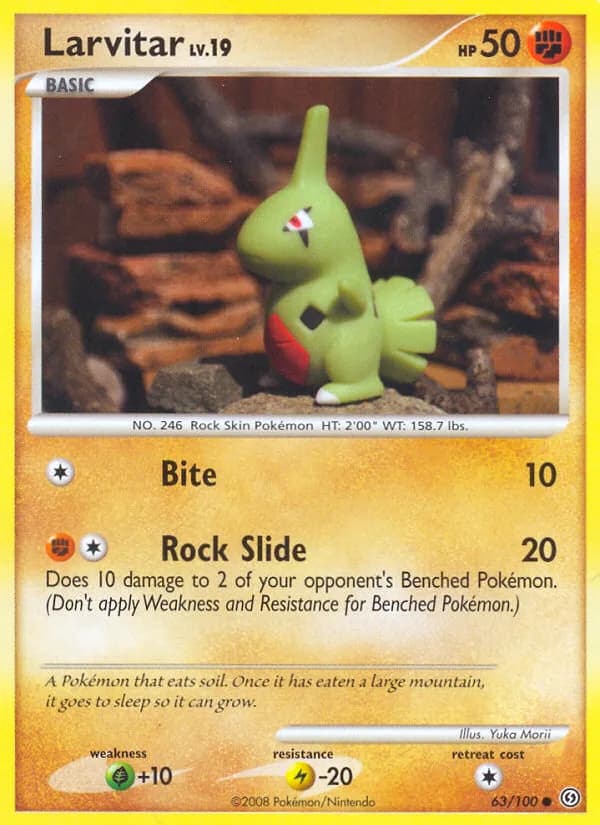Stormfront Larvitar card front, 63/100