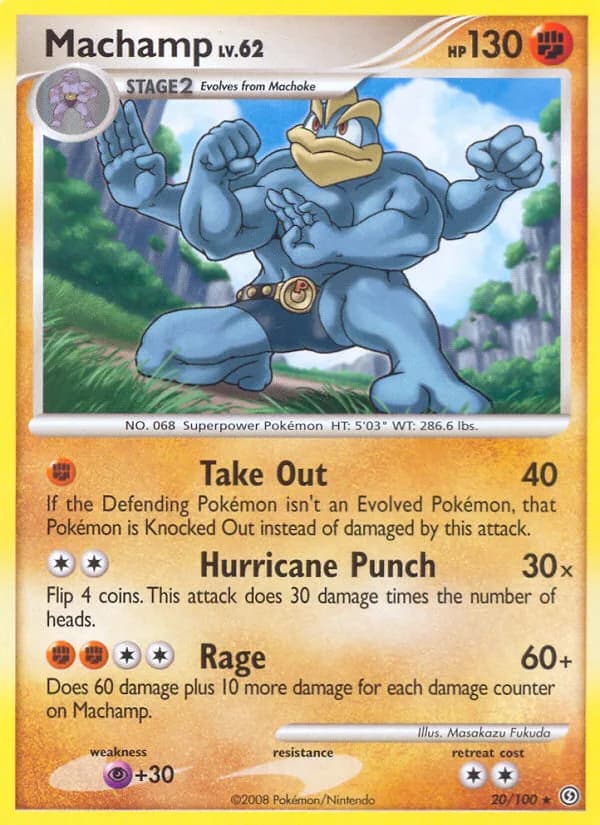 Stormfront Machamp card front, 20/100