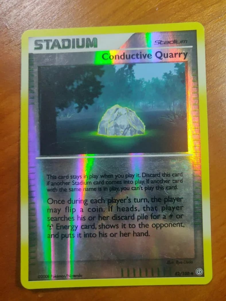 Conductive Quarry reverse holo card front, Stormfront 82/100