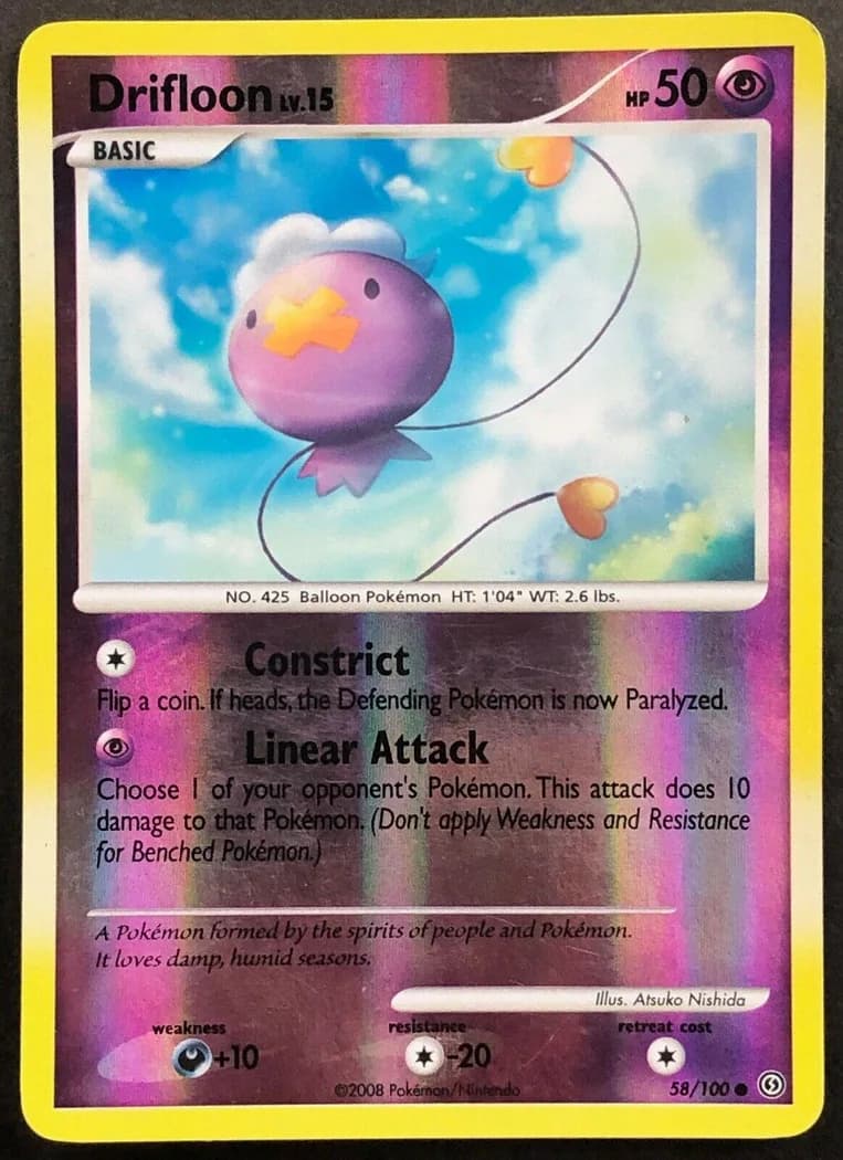 Drifloon reverse holo card front, Stormfront 58/100