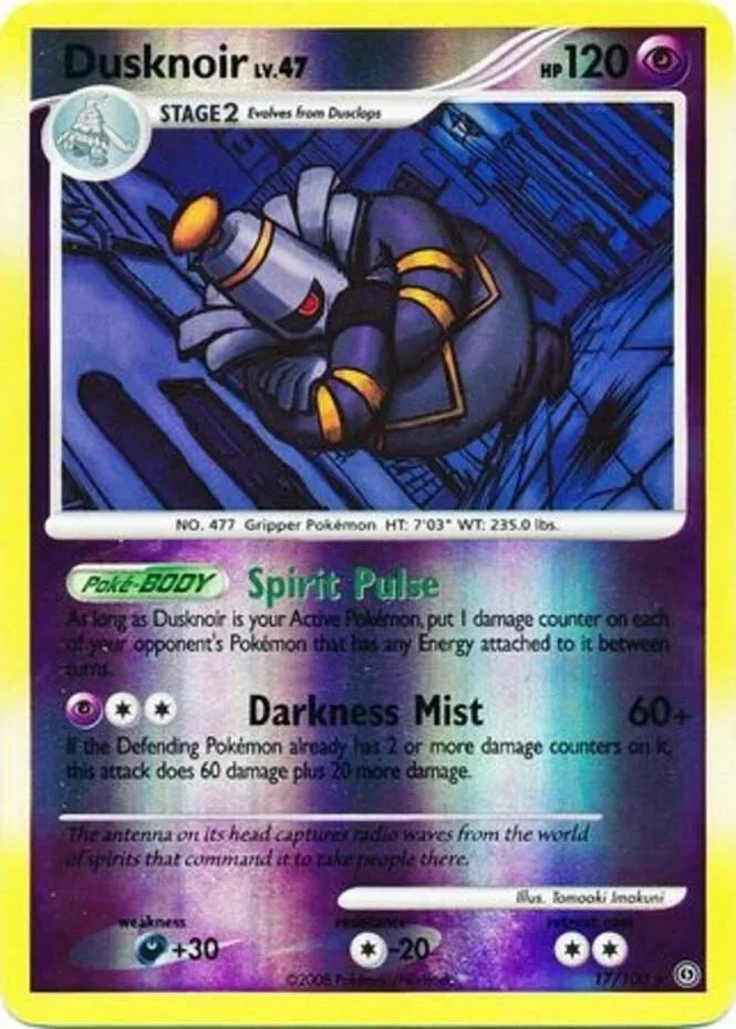 Dusknoir reverse holo card front, Stormfront 17/100