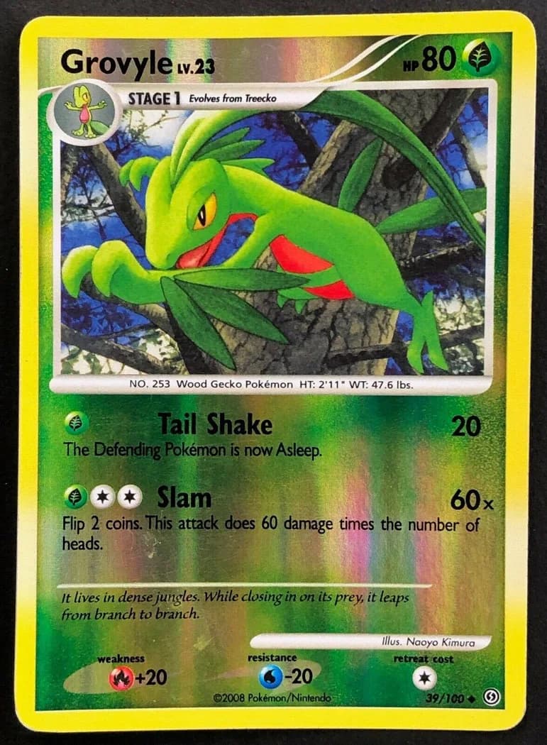 Grovyle reverse holo card front, Stormfront 39/100