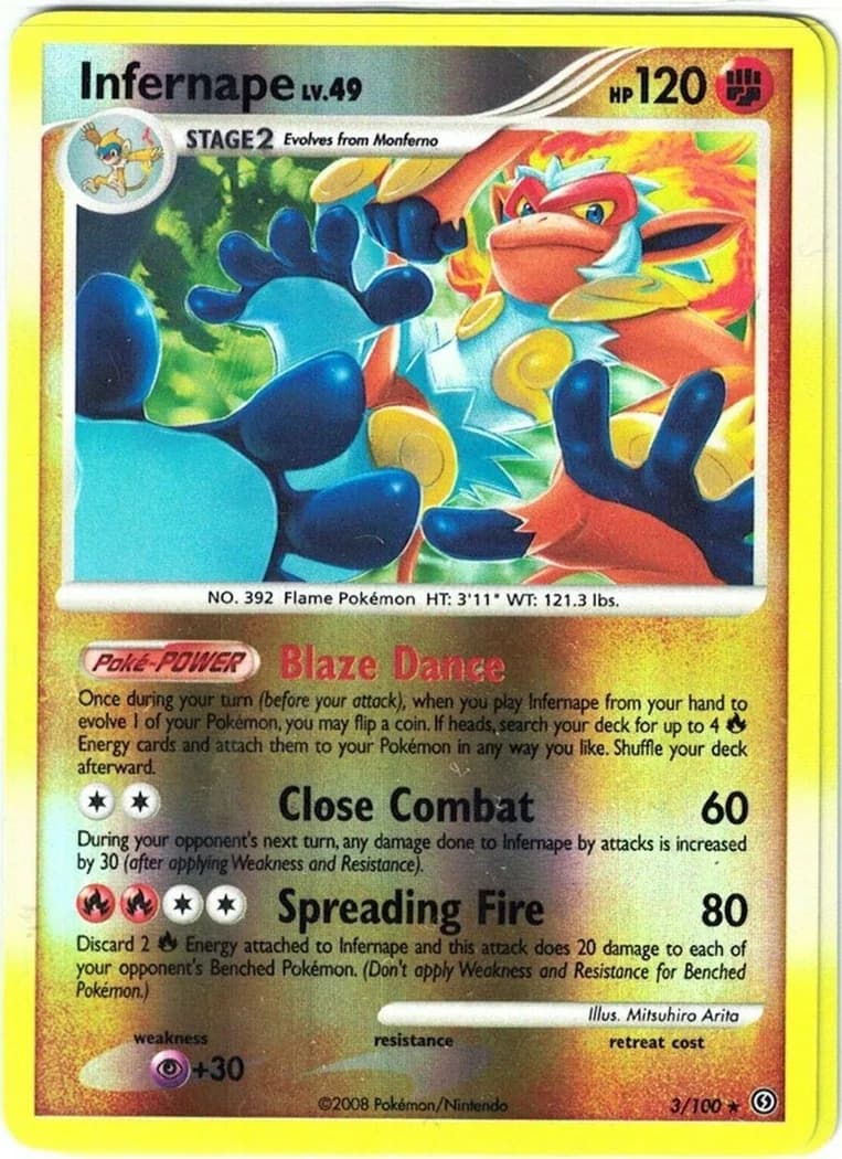 Infernape reverse holo card front, Stormfront 3/100