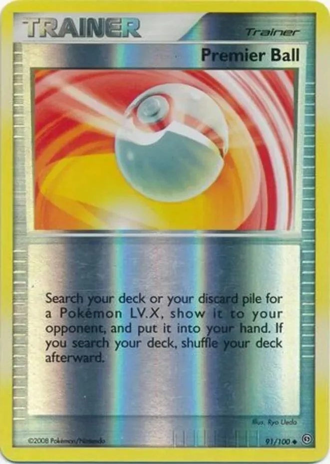 Premier Ball reverse holo card front, Stormfront 91/100