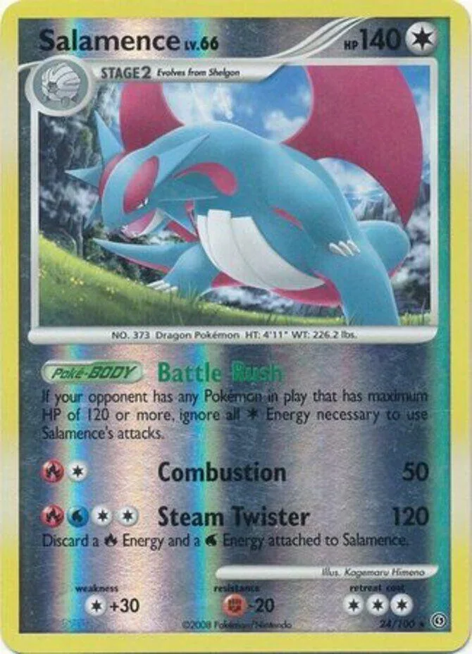 Salamence reverse holo card front, Stormfront 24/100